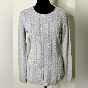 Loft classic preppy gray front cable knit sweater Size small Excellent condition